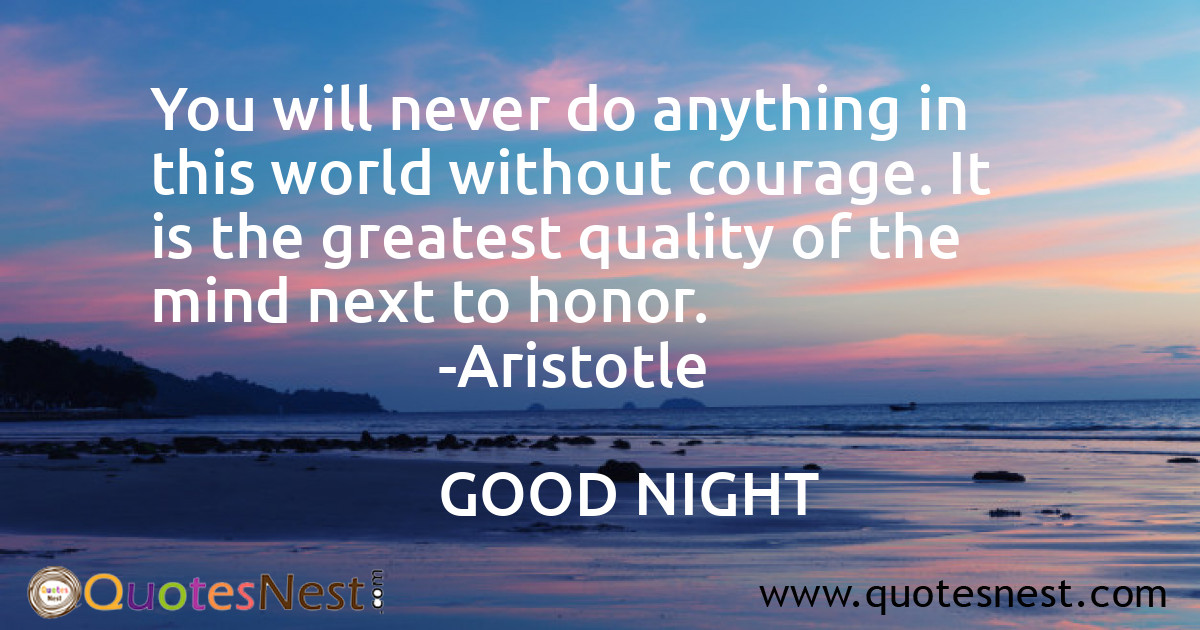 You will never do anything in this world without courage. It is the greatest quality of the mind next to honor.